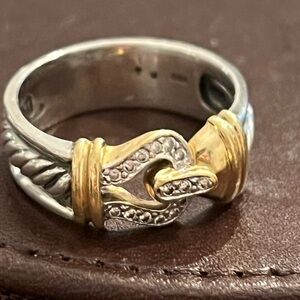 David Yurman Diamond Cable Buckle Ring 8